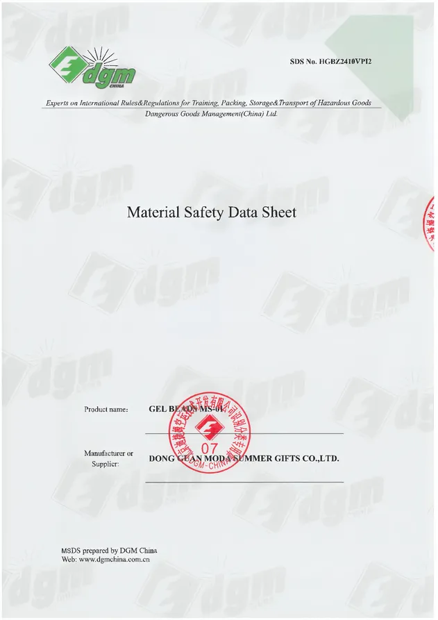 MSDS Certificate
