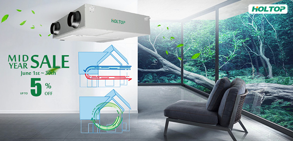 Holtop High Efficiency Home Ventilation System with Heat Energy Reclaim, Suspended Type Ervs