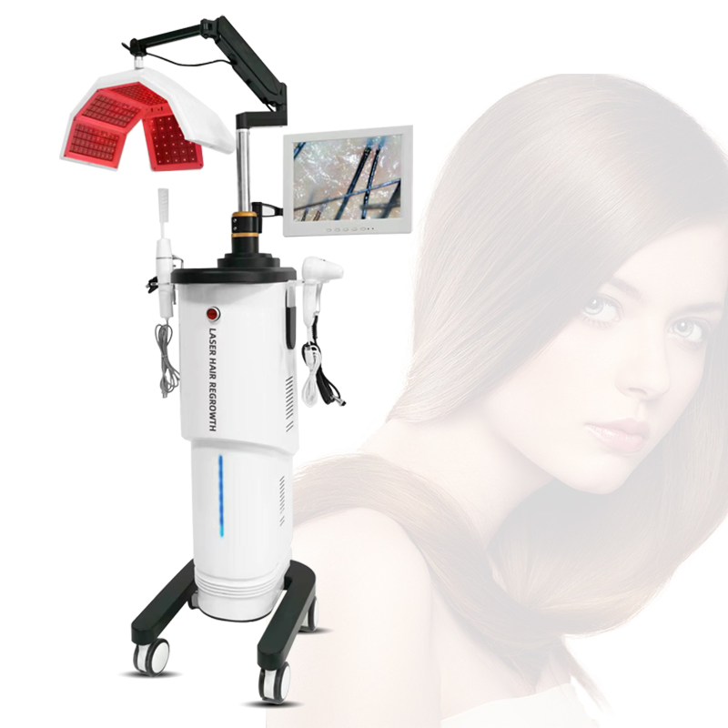 LED Light Hair Fall Treatment 650nm Red Light Therapy Follicle Scanner Detector Laser Hair Regrowth Machine