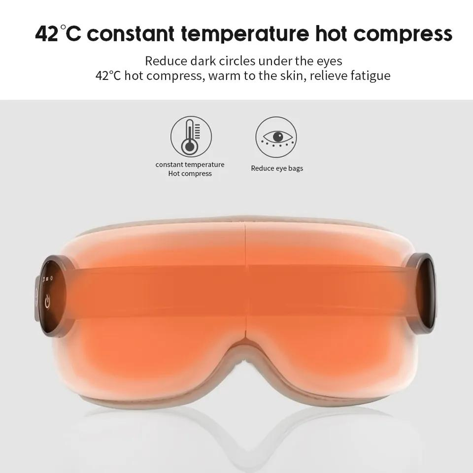 Portable Rechargeable Eye Care Massager Equipment Thermal Airbag Compression Eye Massager with Heat Music