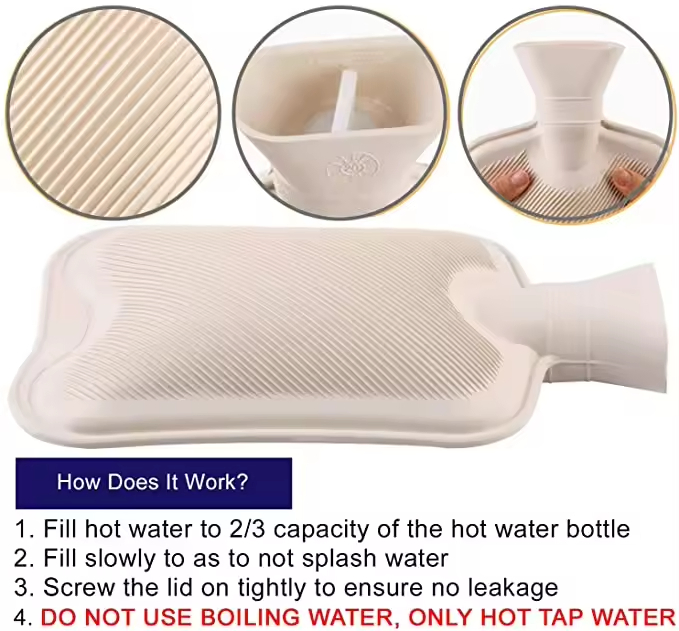 Hot Water Bottle with Knitted Cover, 2L Hot Water Bag for Hot and Cold Compress, Hand Feet Warmer, Ideal for Menstrual Cramps