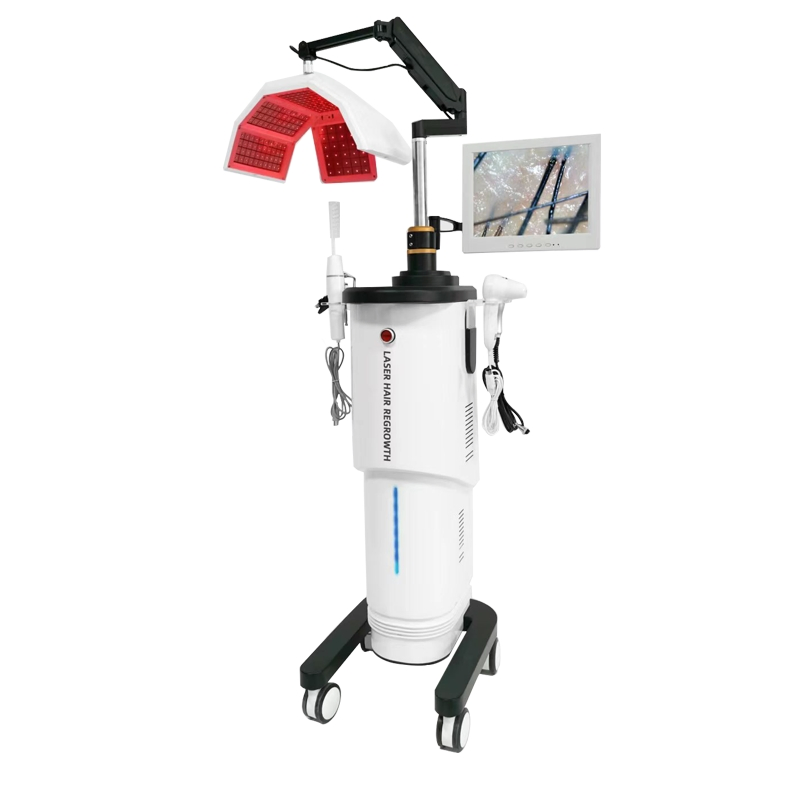 LED Light Hair Fall Treatment 650nm Red Light Therapy Follicle Scanner Detector Laser Hair Regrowth Machine