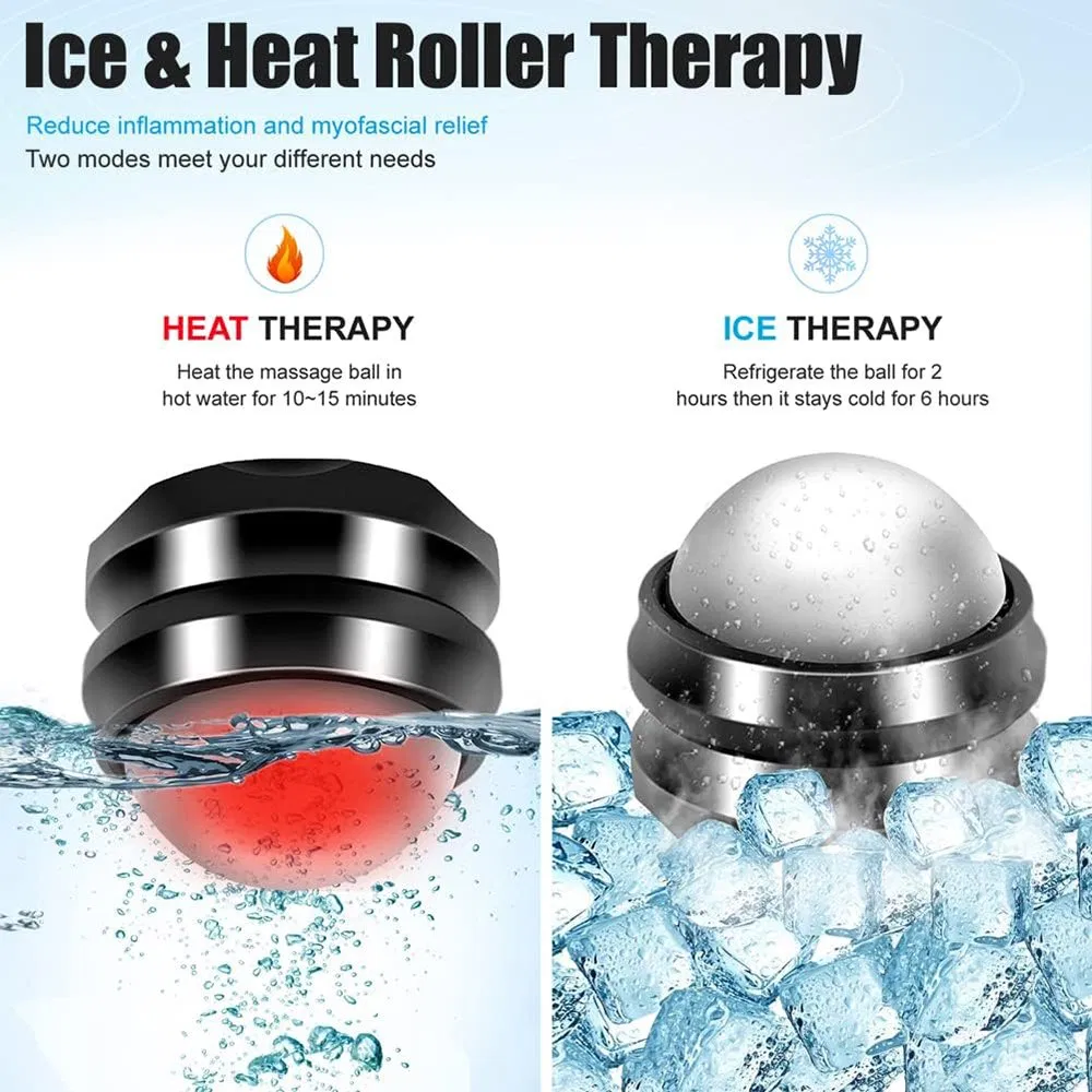 Cold Massage Roller Ball, Manual Massage Ball Roller for Ice and Heat Therapy, Deep Tissue Massage Ball for Sore Muscles, Joint Pain, Muscle Recovery