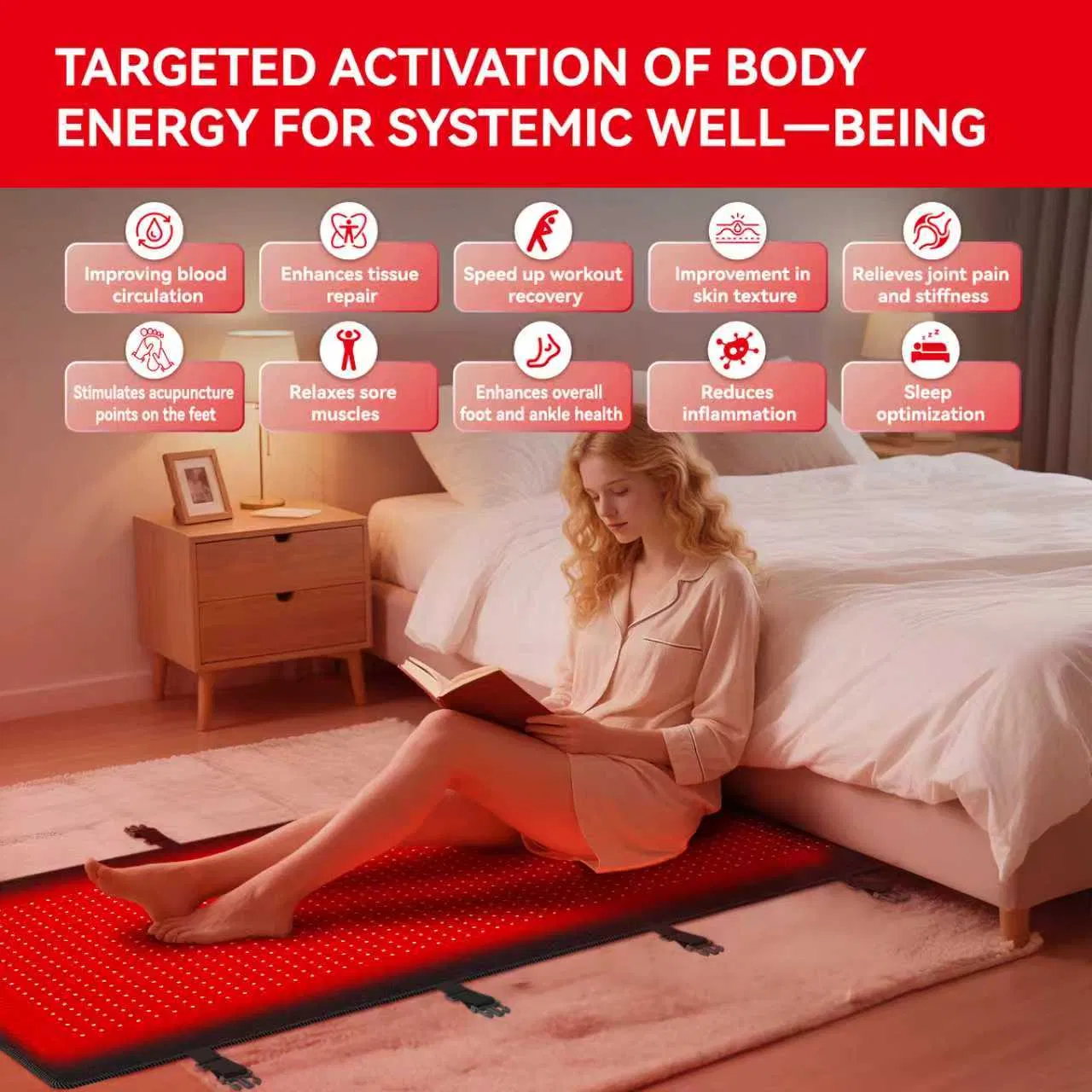 Versatile Red Light Therapy Pad with 2576 LEDs and 220W Power