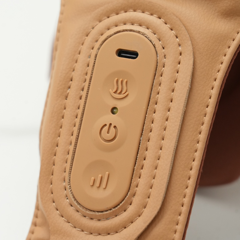 Muscle Pain Relieve Deep Tissue Relief Luxury Mini Portable Design Kneading Pinching Shiatsu PU Leather Heat Therapy Home Office Neck and Shoulder Massager