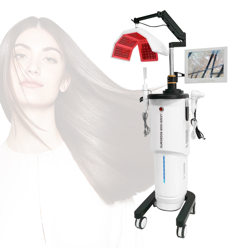LED Light Hair Fall Treatment 650nm Red Light Therapy Follicle Scanner Detector Laser Hair Regrowth Machine