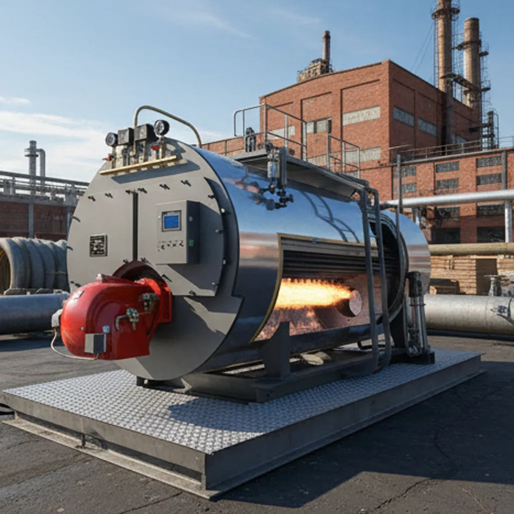 Full Automatic 500kg to 2000kg/Hr Fire Tube Steam Boiler (LPG, CNG, Diesel, Waste Oil &amp; Biomass) for Industrial Heating, Food Processing &amp; Factories