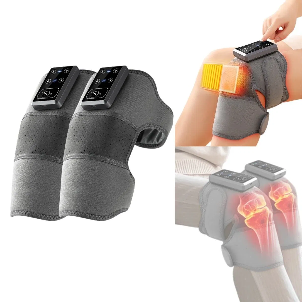 New 3-in-1 Shoulder Brace Wrap Massage Device Knees Machine Wholesale Old Citizens, USB Electric Knee Thermal Massage Knee Pads