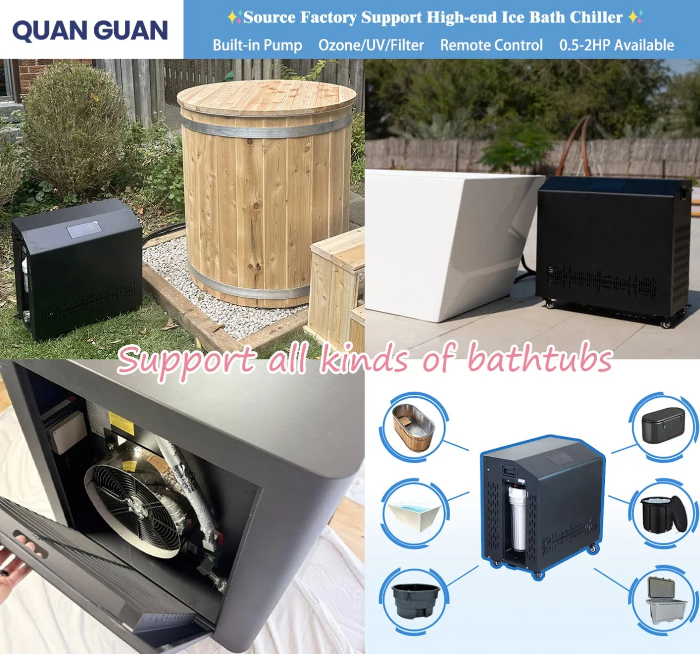 Advanced Heat Exchange 1HP 1.5HP 2HP Ice Bath Chiller for Therapy