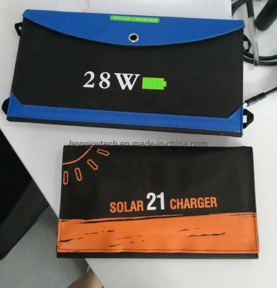 Portable Foldable Camping Solar Photovoltaic Panels PV Module Monocrystalline Cells 21W 28W 5V Solar Folding Charging Kit for Mobile Phones and Digital Devices