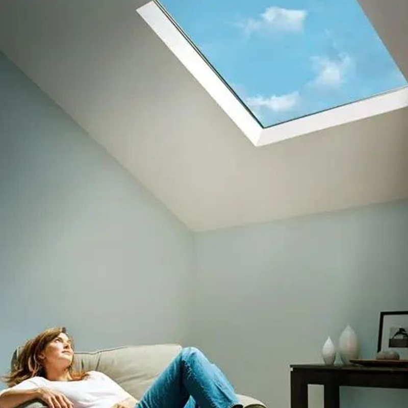 Hinge Center Pivot Slide up Windows, Small Decorative House Solar Skylight Roof Transparent Smart Soundproof Window