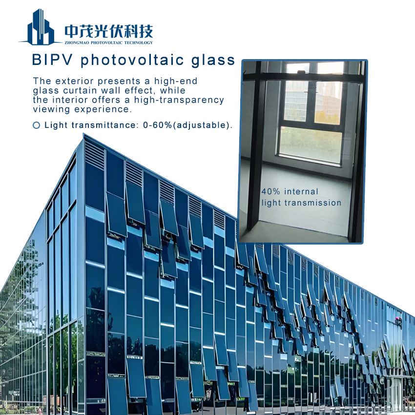 R&D Manufacturers Cdte Power Generation BIPV Hollow Laminated Thermal Insulation 40% Light Transmittance Photovoltaic Glass Curtain Wall