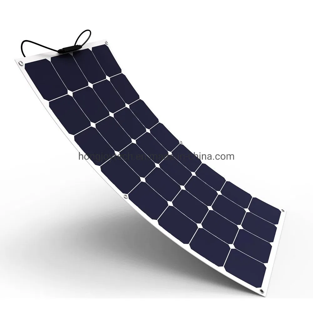 High Efficiency Monocrystalline Silicon and ETFE Materials Extremely Flexible Bending Solar Panel, Curved PV Module for Coach Roof, RV, Boat, Cabin, Tent, Motor