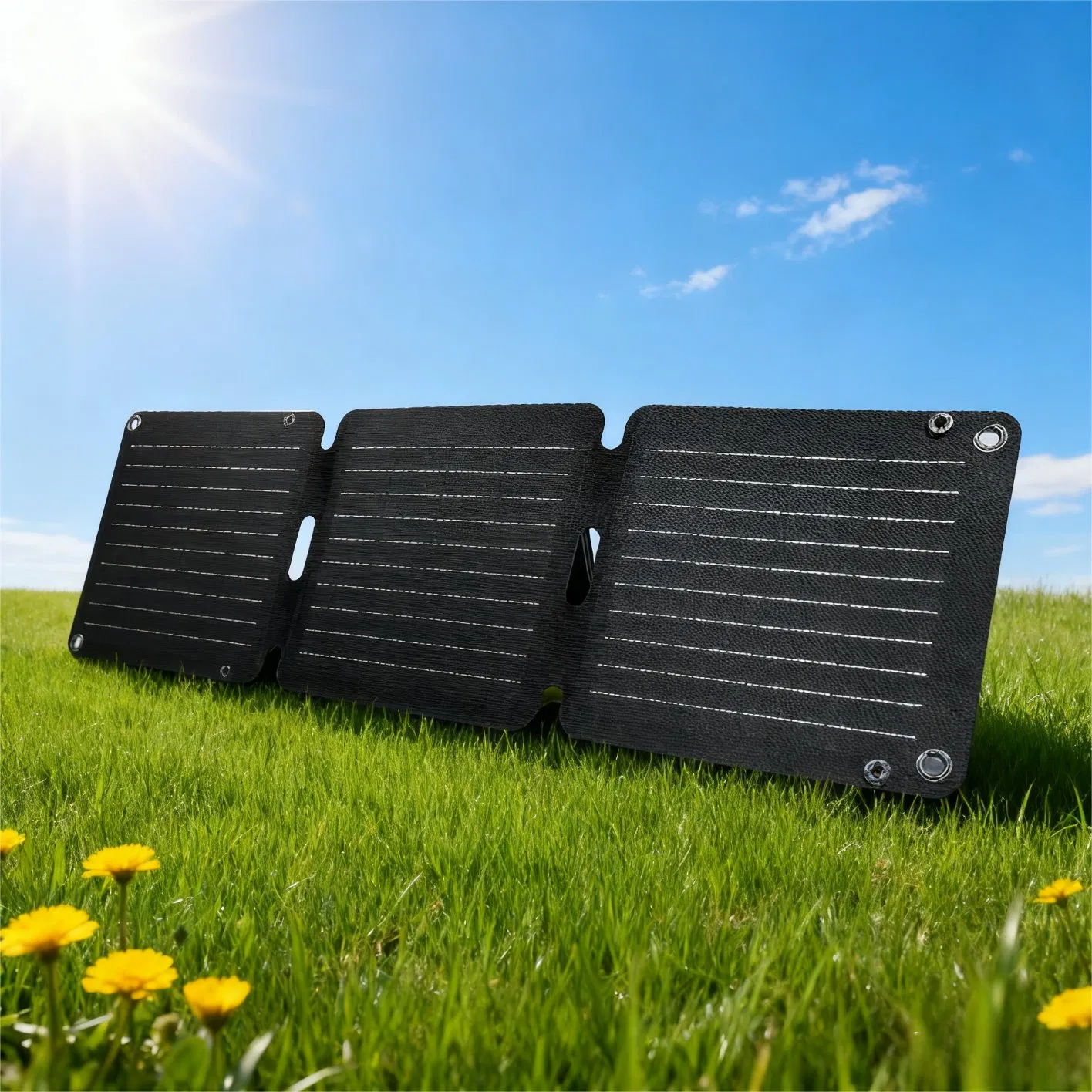 Ultra-Thin 21W Portable Folding Solar Blanket with Battery