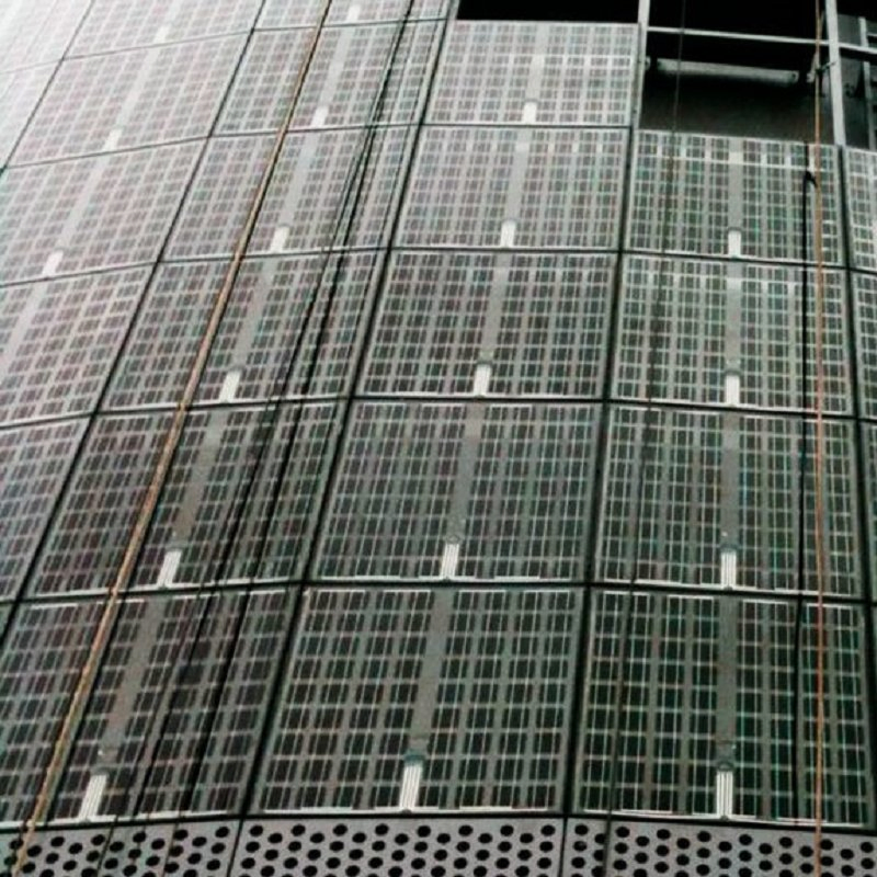 Solar Panel Curtain Wall System for Buildings' Outside Fence
