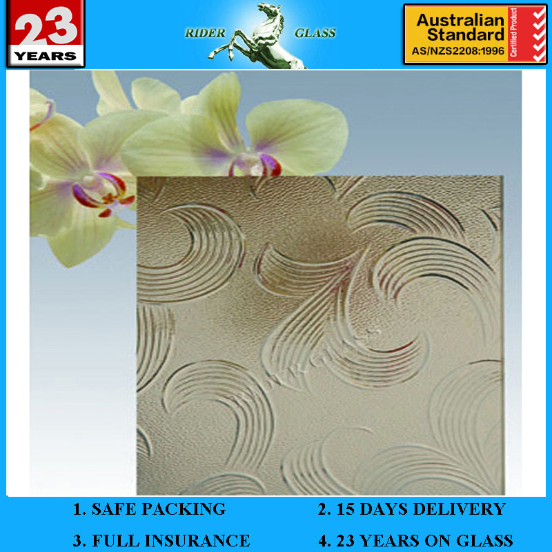 3-8mm Clear Bronze Green Mayflower Patterned Glass with Ce