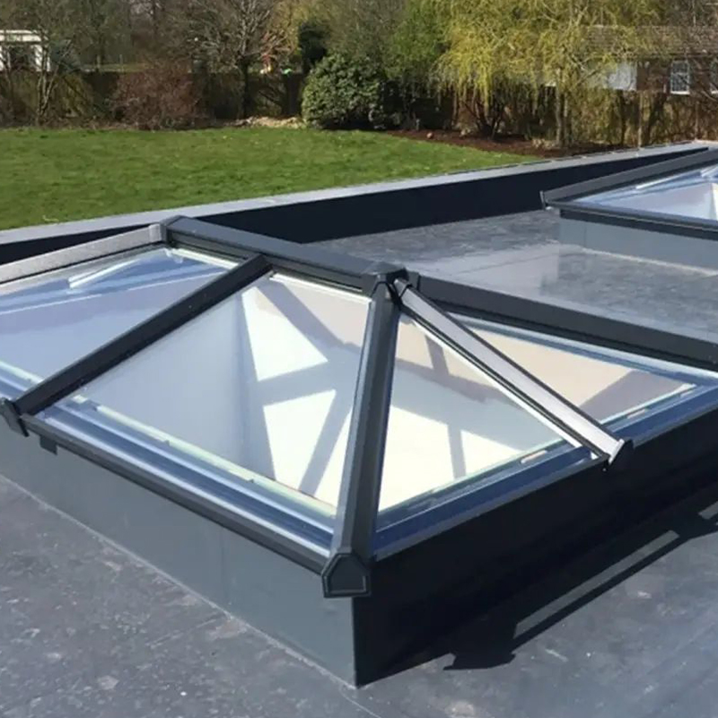 Hinge Center Pivot Slide up Windows, Small Decorative House Solar Skylight Roof Transparent Smart Soundproof Window
