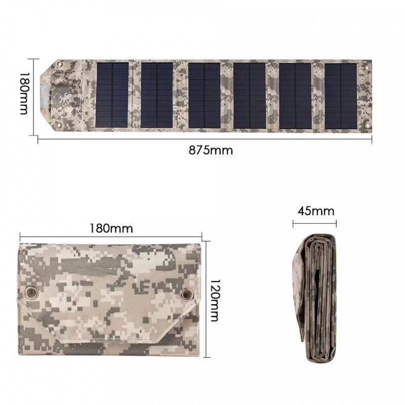 15W 5V Solar Panel Folding Pack Camouflage 5V USB Camping PV Panel Charging Portable Solar Panel Portable Solar Charging Kit
