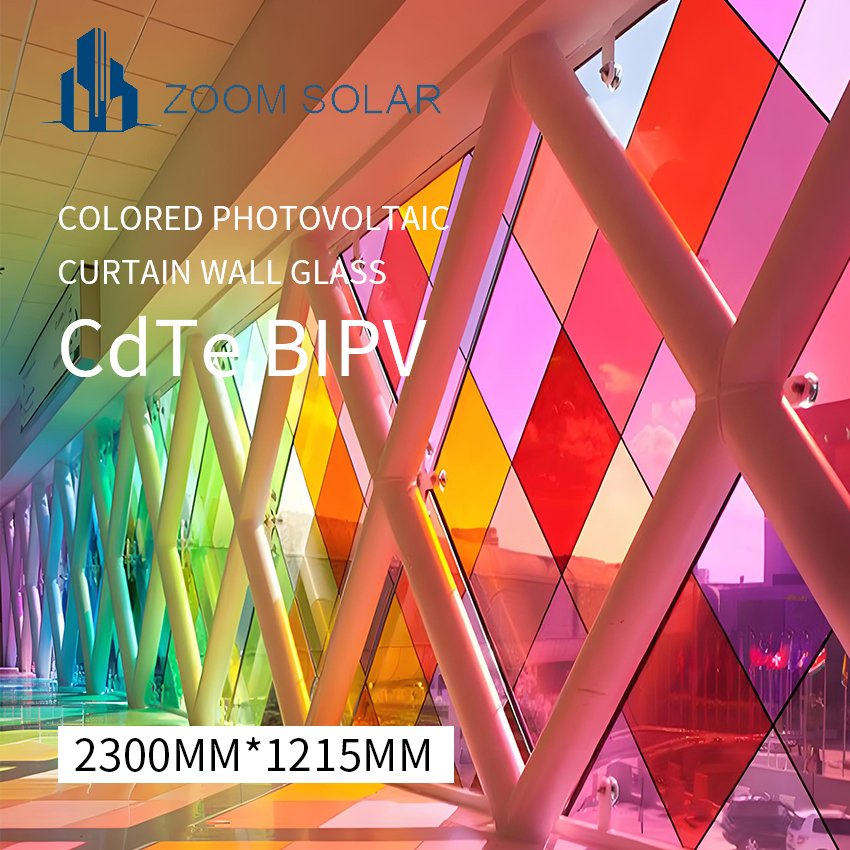 Zoom Solar Customizes Translucent Stone Pattern Cdte Photovoltaic Glass for BIPV Facade Building Integrated Solar Systems