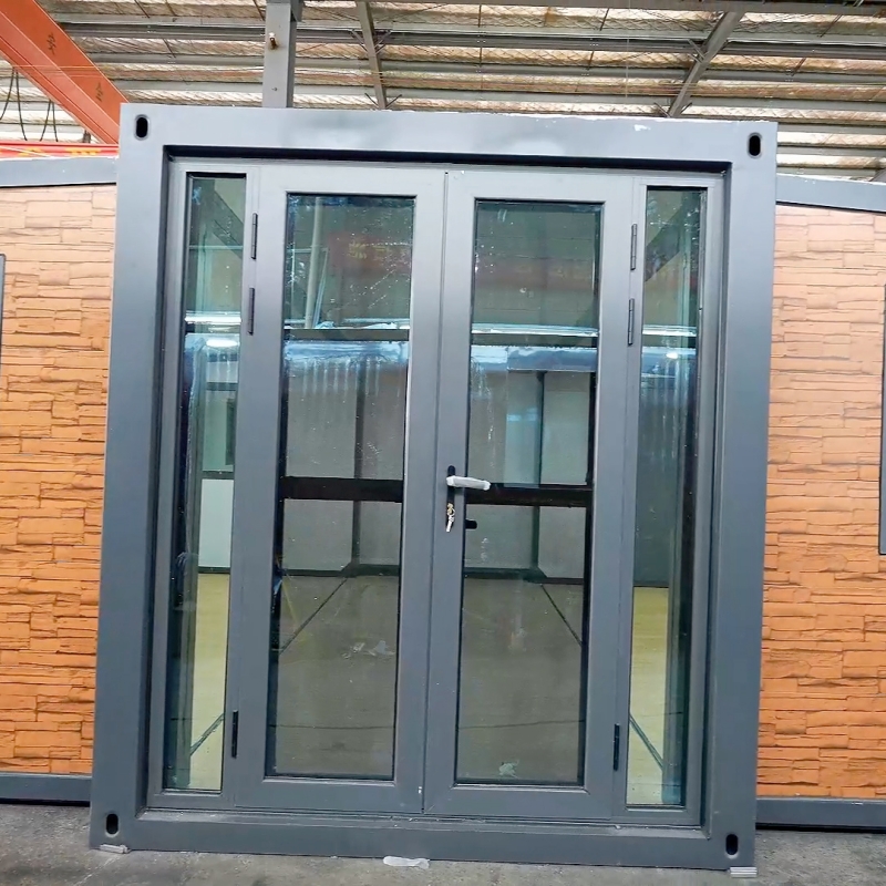 Wholesale 20FT Double Wing Expandable Container House Reddish Brown Stone Pattern Modular Glamping Cabin Manufacturer, Supplier