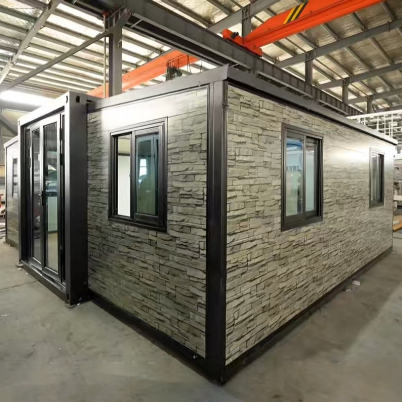 Wholesale 20FT Expandable Container House Prefab Villa with Unique Stone Pattern Exterior Panels for Accessory Dwelling Unit Manufacturers, Suppliers