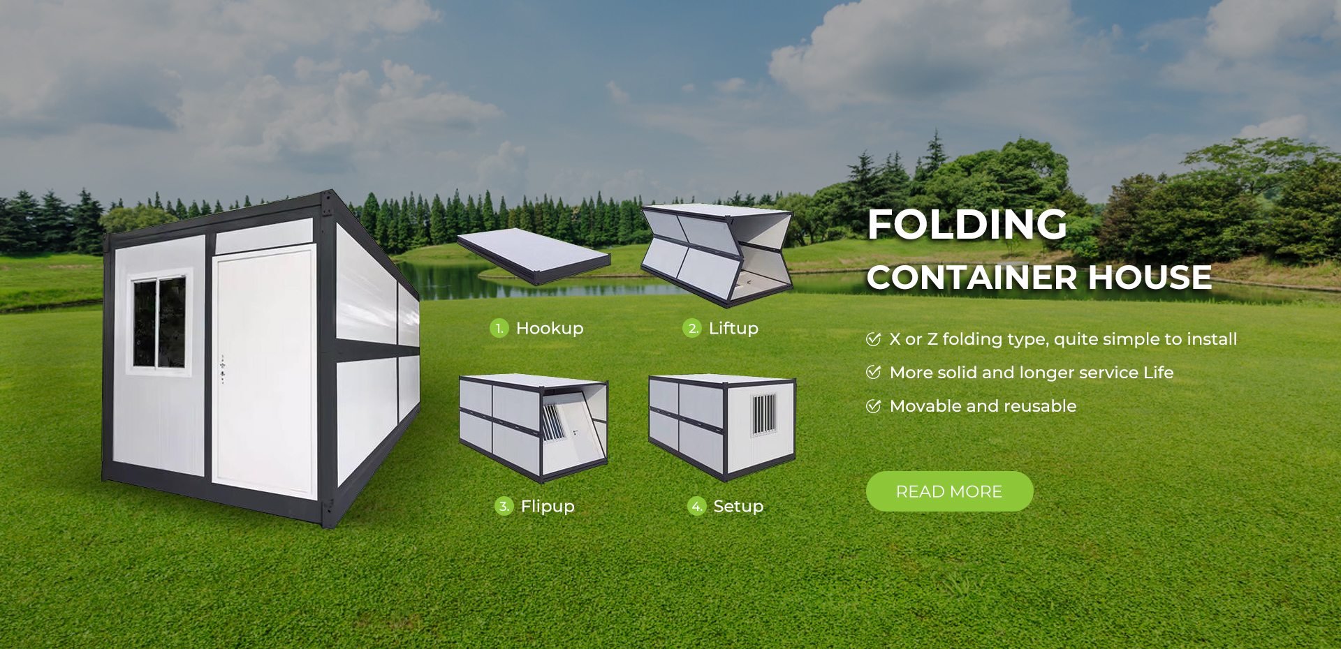 Expandable container house unfolded on site