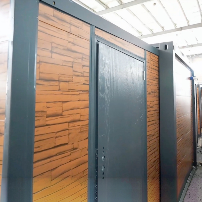 Wholesale 20FT Double Wing Expandable Container House Reddish Brown Stone Pattern Modular Glamping Cabin Manufacturer, Supplier