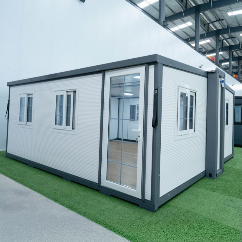 Custom F700 Expandable Container House White Exterior Prefab Cabin with Left‑Side Glass Entry Door Suppliers, Factories