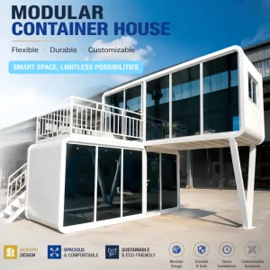 High-Quality 20FT Prefab House Double Deck White Apple Cabin