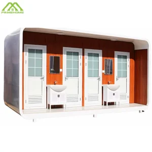 Customized portable container toilets with sandwich panels