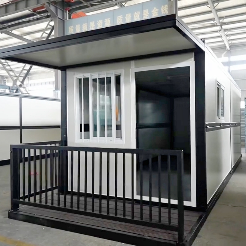 Foldable container house with terrace