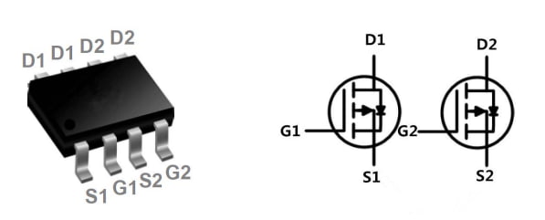 WSP4953 Dual P-Channel MOSFET Chip
