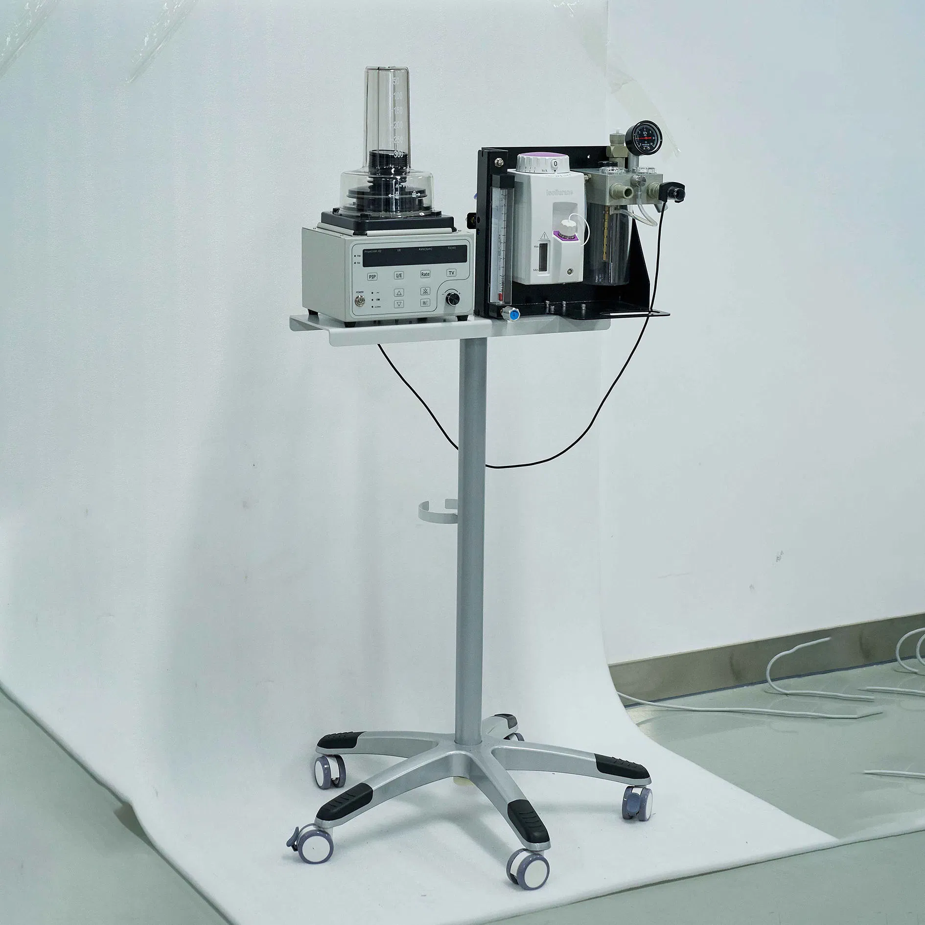 Máquina de ventilador de anestesia veterinaria portátil de alta calidad, equipo de alta tecnología con fuente de energía eléctrica, material metálico