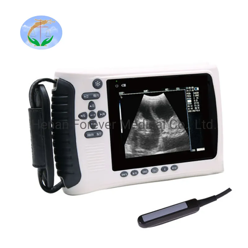 Máquina de ultrasonido veterinario portátil digital de mano aprobada de 5 pulgadas para animales como vacas, ovejas, corderos y caballos