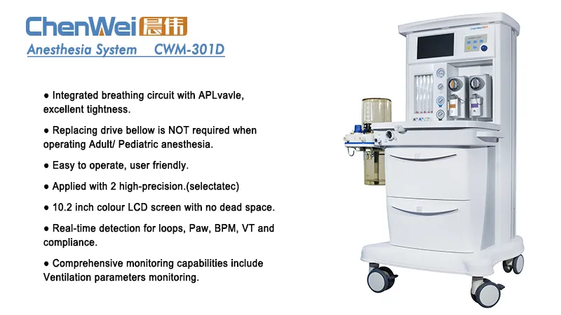 Hospital Usó Máquina de Anestesia de Excelente Rendimiento (CWM-301D)