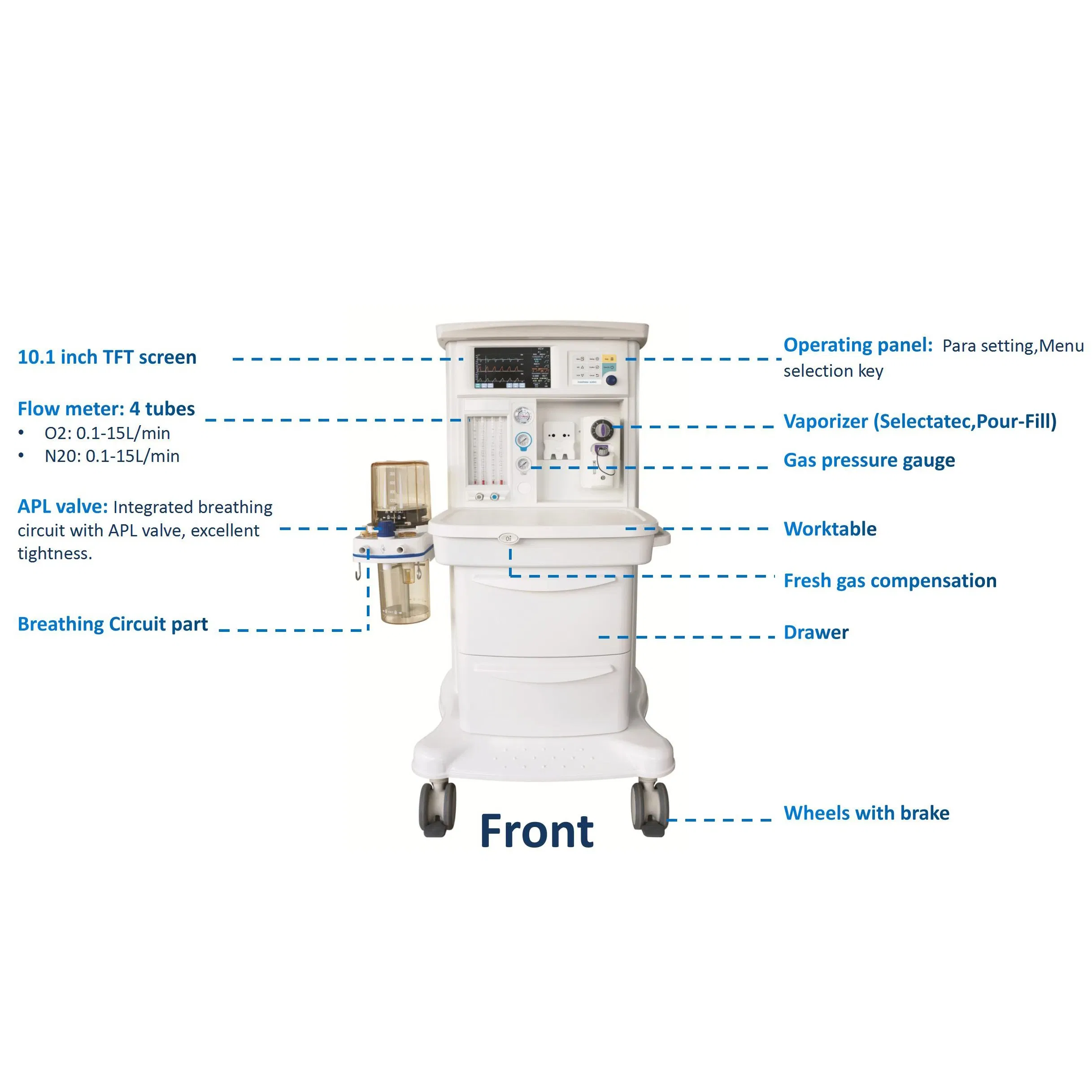 Máquina de Anestesia General para Clínicas Médicas, Máquina de Ventilación Anestésica Veterinaria, Proveedor de Dispositivos Médicos