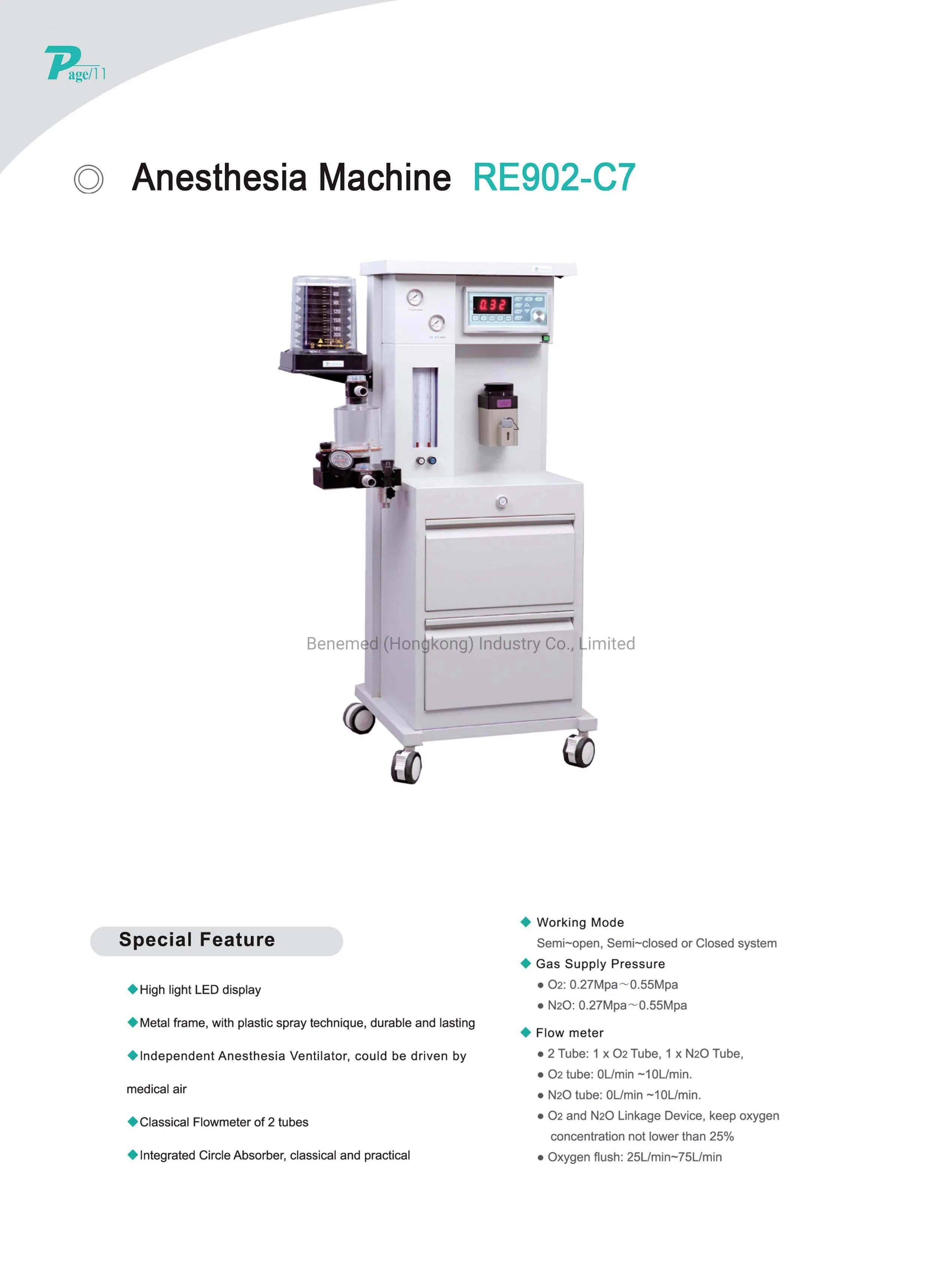 Precio de fábrica de máquina de anestesia para operación médica móvil en hospital