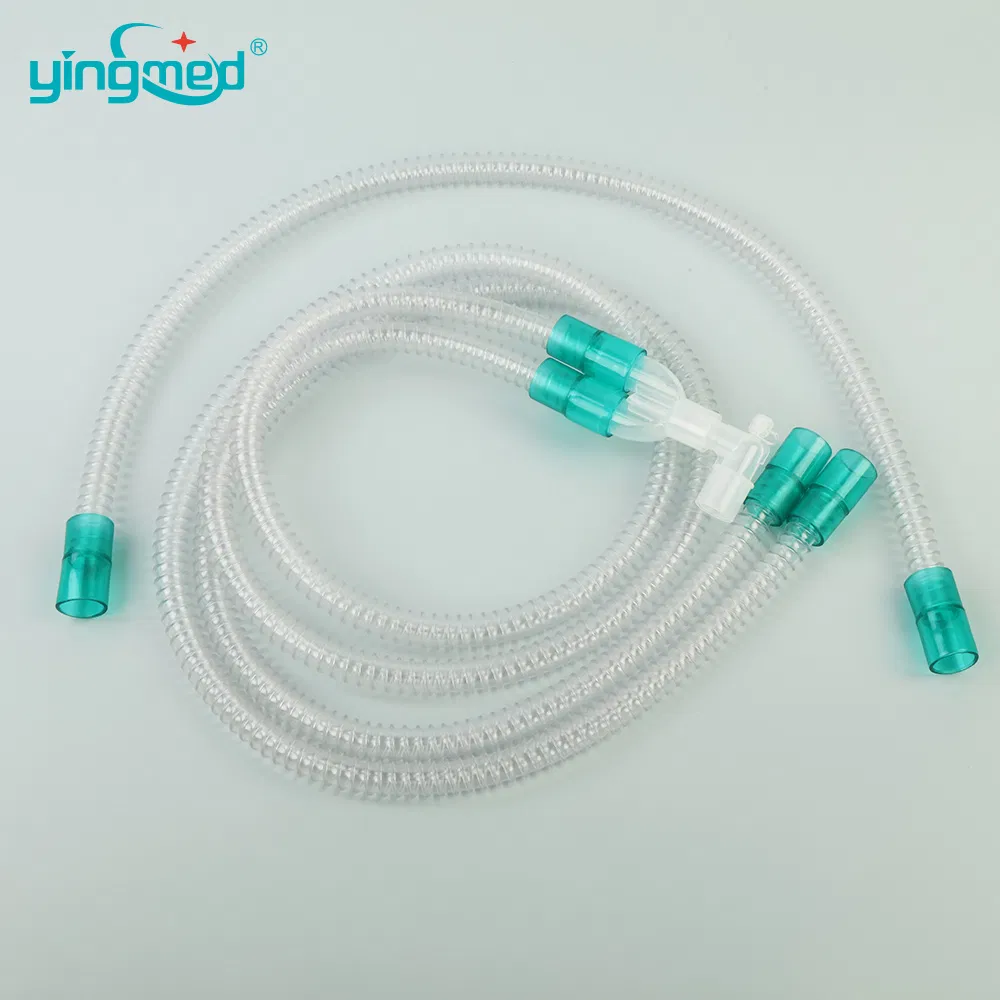Circuito de respiración desechable de alta flujo para anestesia CE ISO con o sin dos trampas de agua
