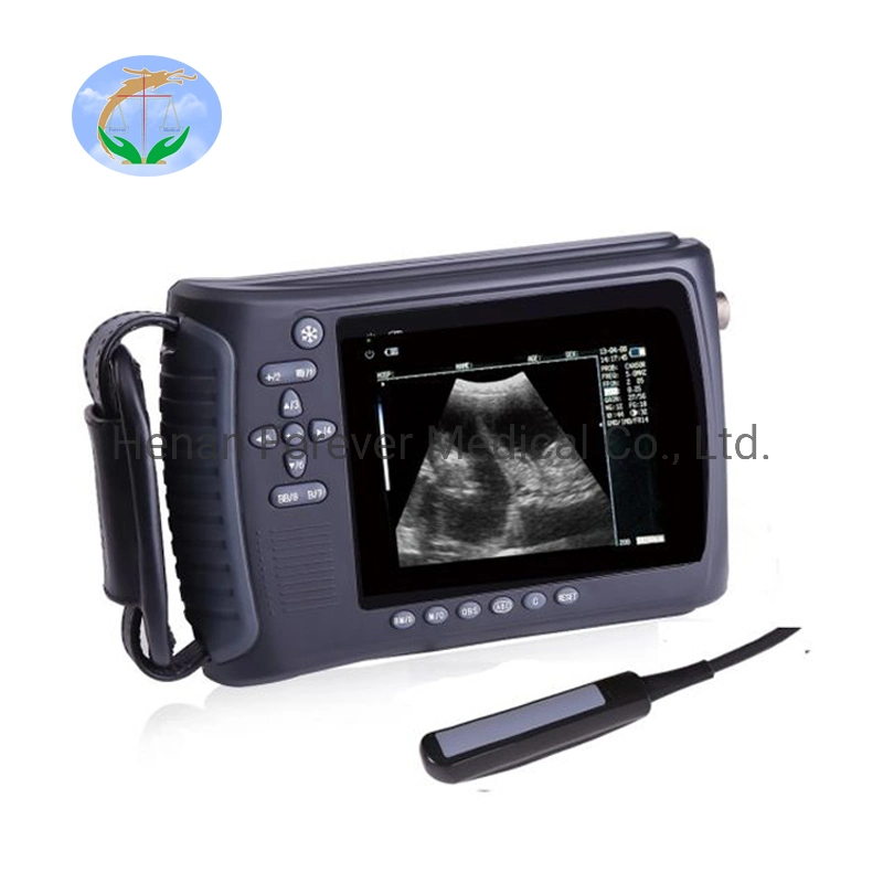 Máquina de ultrasonido veterinario portátil digital de mano aprobada de 5 pulgadas para animales como vacas, ovejas, corderos y caballos
