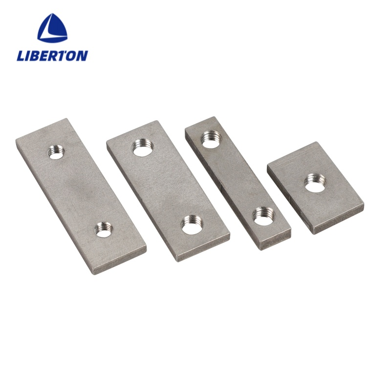 Custom Stainless Steel Sheet Metal Fabricated Double - Hole Threaded Plates in Assorted Sizes