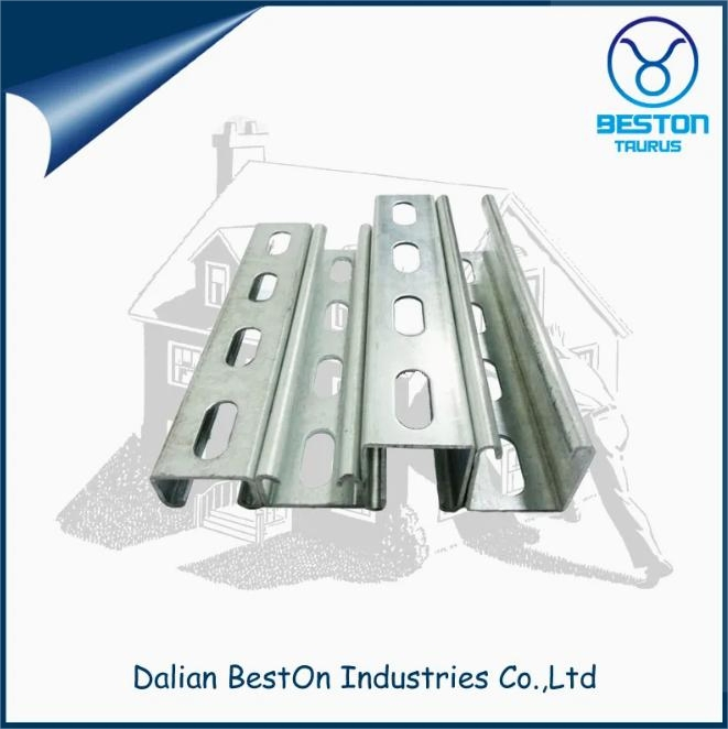 Strut Channel Perforate Type or Solid Type HDG or Pre-Galvanized Customized C Channel Strut Chanel Seismic Bracket Stainless Steel 304/316 Unistrut