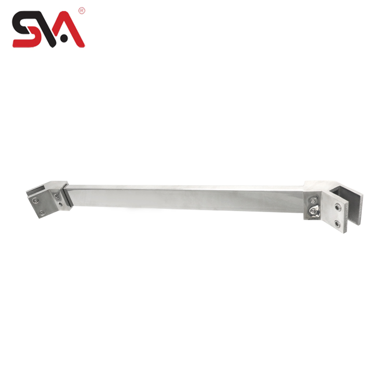Modern Stainless Steel Square Tube Shower Enclosure Frameless Glass Support Rod Fixed for Bathroom Bedroom