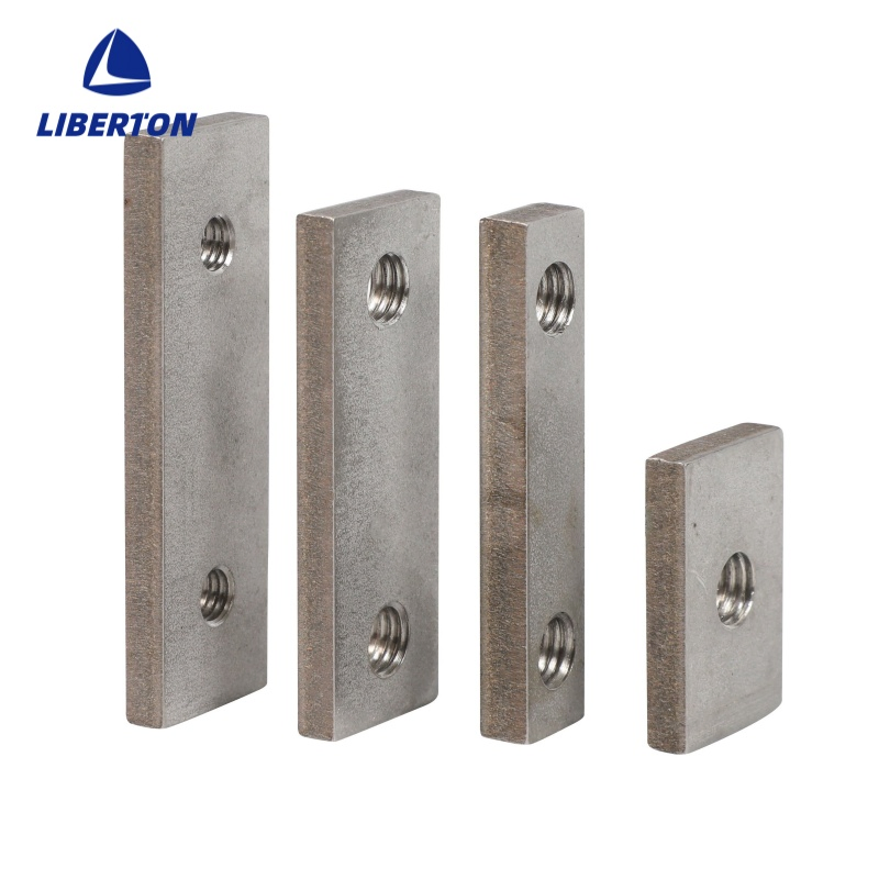 Custom Stainless Steel Sheet Metal Fabricated Double - Hole Threaded Plates in Assorted Sizes
