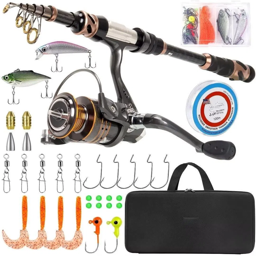 Carbon Fiber Telescopic Shielded Bearings Stainless Steel Spinning Fishing Rod