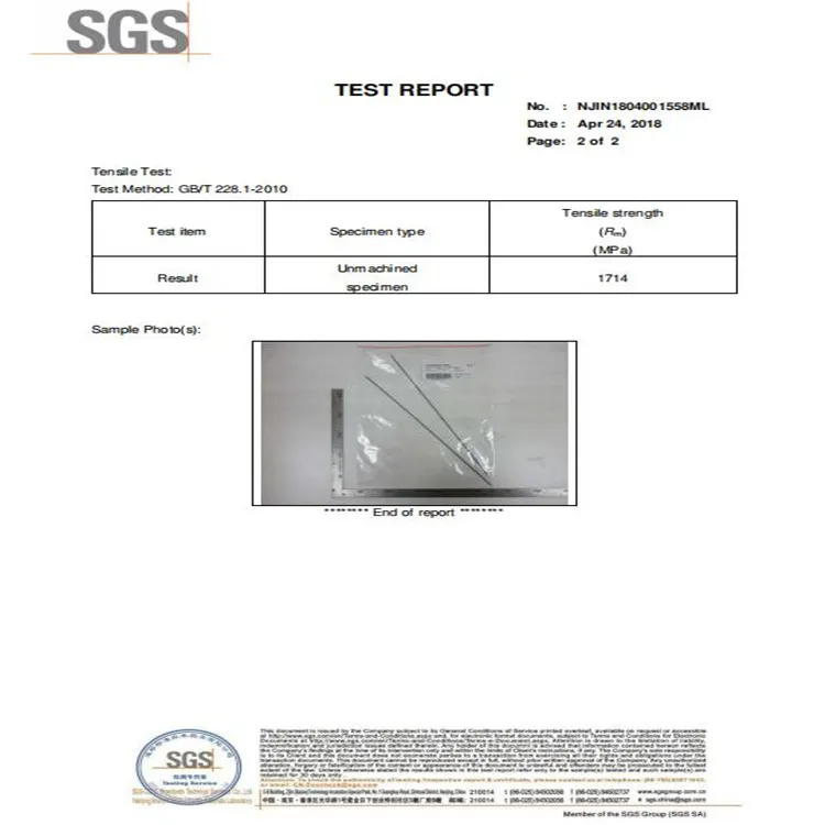 SGS Certificate