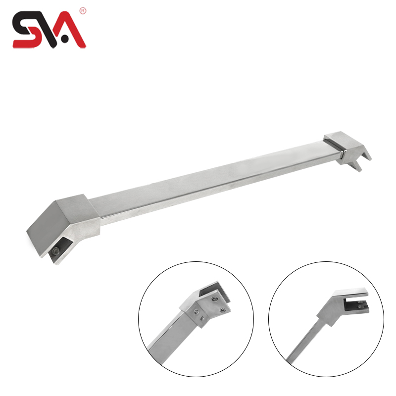 Modern Stainless Steel Square Tube Shower Enclosure Frameless Glass Support Rod Fixed for Bathroom Bedroom