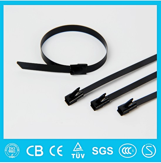 Stainless Steel Cable Tie--Durable Black Cable Tie Strips with Black Buckle
