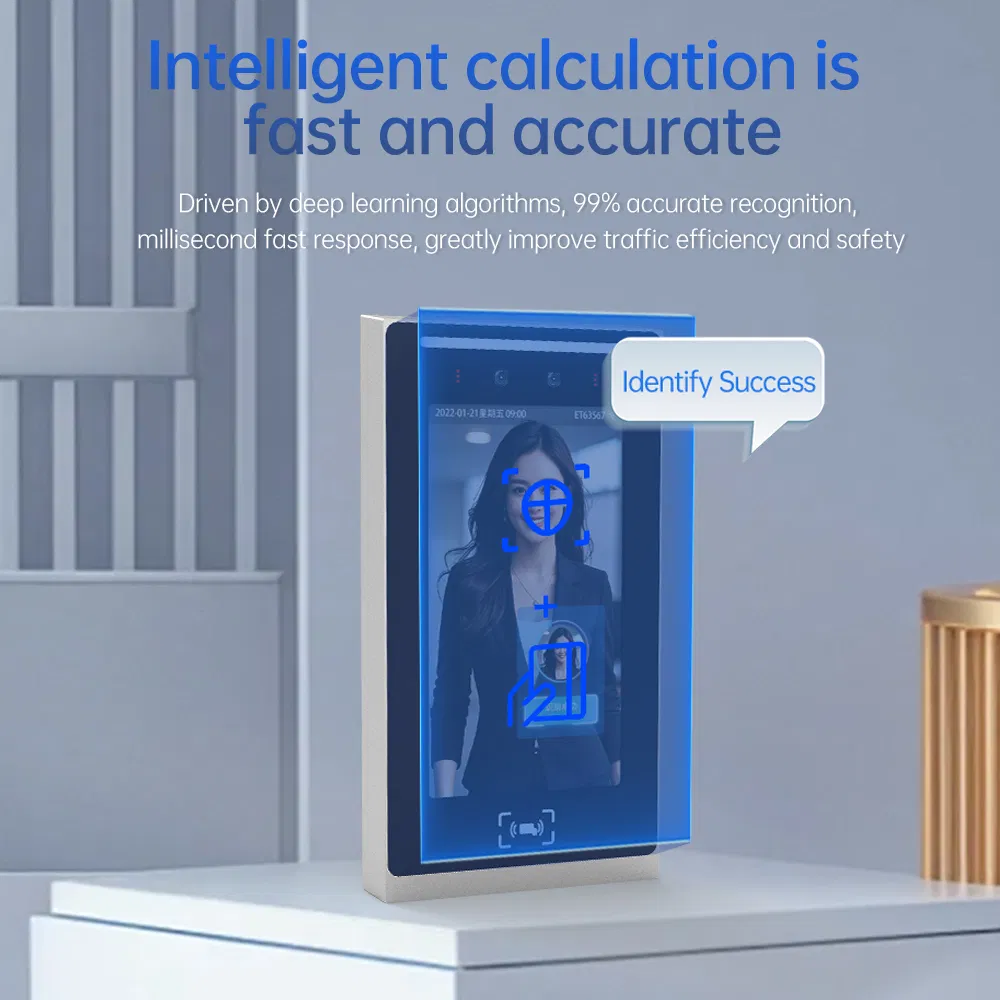 7 Inch 2MP Wide-Dynamic Card Reading Aluminum Alloy Biometric Visible Light Face Recognition Time Attendance System Terminal for Office Building Door Access