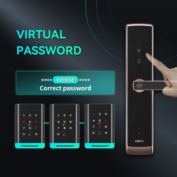 Leelen Intelligente Biometric Digital Combination Finger Print Password Nside Handle Smart Door Lock