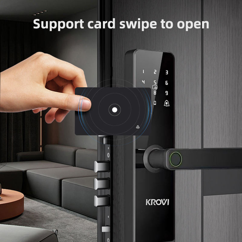 Smart Lock Aluminum Alloy Wood Semi-Automatic Fingerprint Password Code Recognition Wi-Fi Remote Control Smart Door Lock